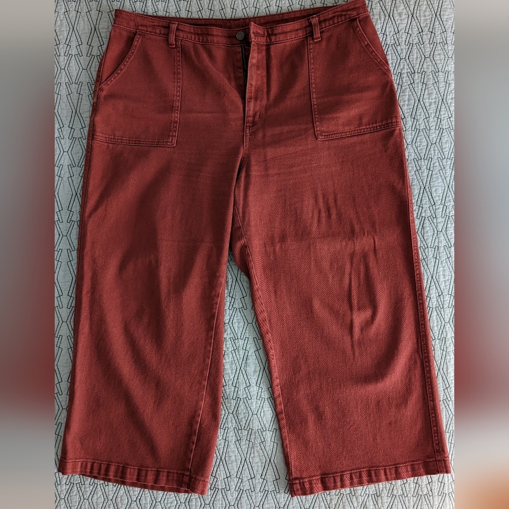 Wide Leg Rust Denim Pants